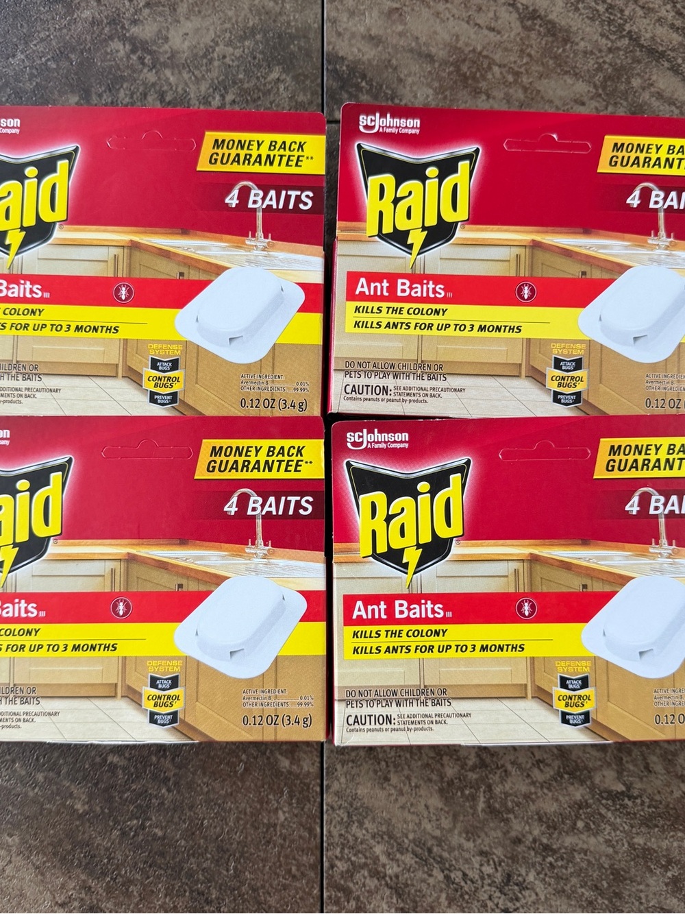 Lot Of 4 Raid Ant Baits Indoor Colony Killer Traps -4 Count Each New (16 Count)